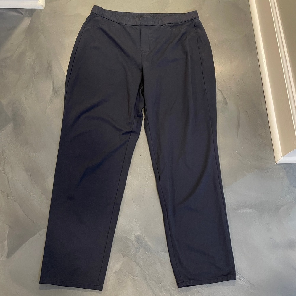 J Jill Navy Blue Ponte Slim Leg Pull On Trousers Womens Large Comfort Career